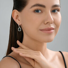 94027018 - Серьги из серебра с зелеными фианитами