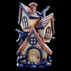 Силиконовый молд № 425 домик Скворечник 2 D ( серия домики для гномов и фей)