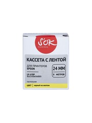 Кассета с лентой S'OK by Sakura Printing C53S656005 (LK-6YBP) для Epson  LW700, LW600P, LW1000P, Z700, Z800, черный на желтом, 24мм, 8м, пастельная