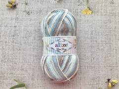 Пряжа ALIZE "Baby Best Batik", голубой/беж/белый