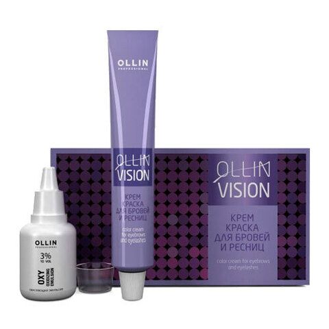 OLLIN Vision Set Graphite (графит) - Крем-краска для бровей и ресниц (в наборе)