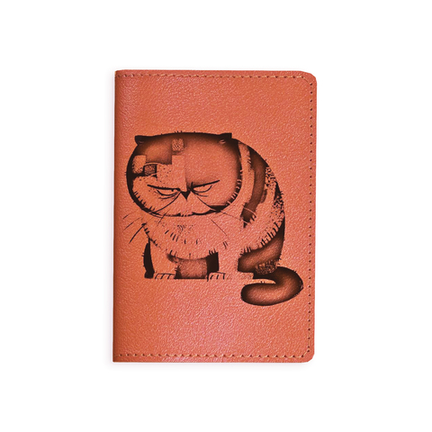 Обложка на паспорт "Злой кот", рыжая