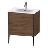 Duravit XViu Тумба подвесная 591x710x480мм, для раковины #234473, 2 ящика, цвет: walnut dark/черный матовый XV43010B221