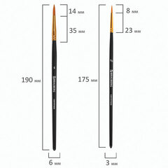 Кисти BRAUBERG, набор 10шт, синтетика черные (круглые, овальные, плоские, лайнеры)