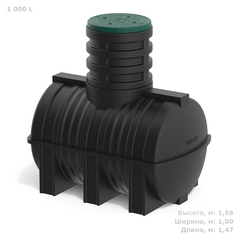 Емкость для подземного хранения воды Полимер-Групп D 1000 л. горизонтальная (1470x1000x1560см;59,4кг;черный) - арт.559101