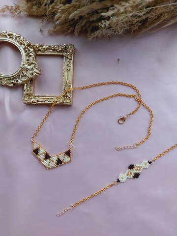 Boyunbağı dəsti \  Комплект колье \  Necklace set qəhvəyi