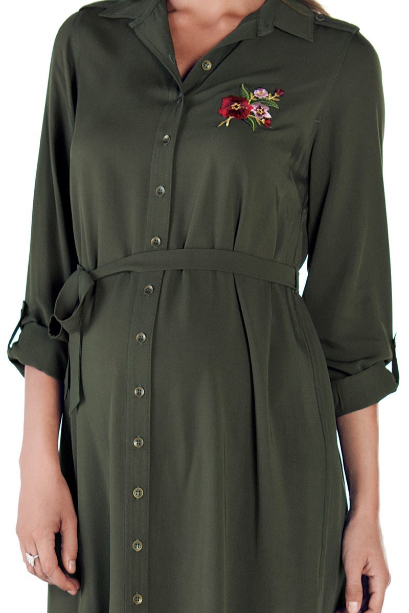 Фото платье-рубашка для беременных EBRU от магазина СкороМама, зеленый, размеры.