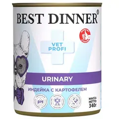 Best Dinner Urinary консервы для собак (индейка с картофелем) 340 гр
