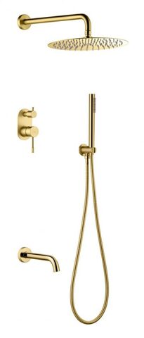 Boheme 464-2-G Смеситель встроенный + верхний+ ручной душ, Uno. Gold