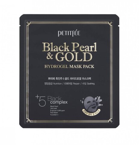 Гидрогелевая маска для лица с черным жемчугом Petitfee Black Pearl & Gold Hydrogel Mask Pack