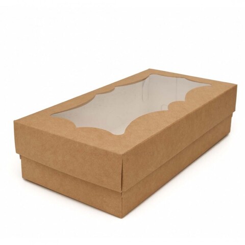 Коробка для кондитерской продукции с фигурным окном 210x110x55 (крафт)