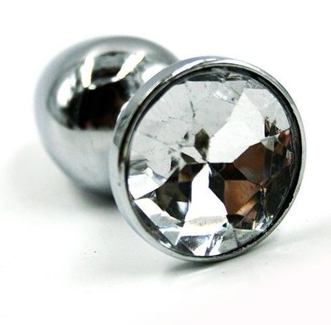Малая анальная пробка из алюминия с прозрачным кристаллом - 7 см. - Kanikule Kanikule anal plugs KL-H006S