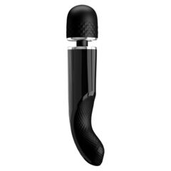 Черный мощный жезловый вибратор с изогнутой ручкой Charming Massager - 24 см. - 