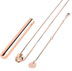 Золотистый вибростимулятор-кулон на цепочке Necklace Rechargeable Vibrator - 