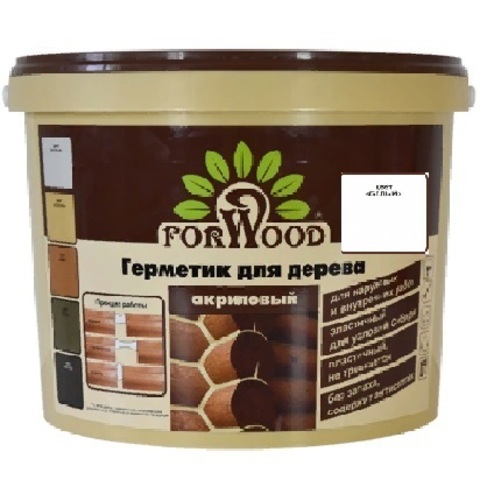 Forwood герметик для дерева и бетона акриловый для наружных и внутренних работ цвет белый 14кг вд-ак 1501