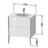 Duravit XViu Тумба подвесная 591x710x480мм, для раковины #234473, 2 ящика, цвет: walnut dark/черный матовый XV43010B221