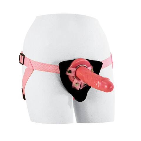 Женский страпон Shane's World Pink Harness with Stud - 19 см.