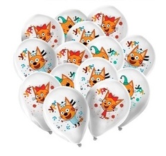 Шар воздушный 12" 3 кота 1 шт, надут гелием