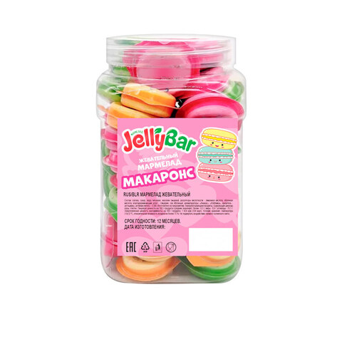 КОНФИТРЕЙД JELLYBAR Мармелад с начинкой в блистерной упаковке в форме макарунса 1кор*20бл*30шт, 9гр