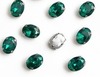 Стразы пришивные стекло в оправе, р. 8х6 мм, изумрудный