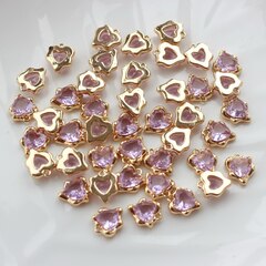 УЦЕНКА!!! Подвеска Сердце с фианитом 13*11 мм, сиреневый, позолота, У057