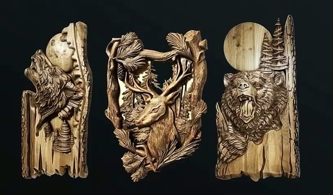 Силиконовые молды: Олень , Волк, Медведь Набор 3 шт