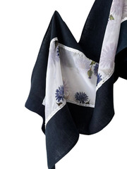 Палантин комбинированный с кружевом, печать 