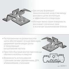 ЗУБР Союз-Антиблик крепеж с шипами для террасной доски, термодиф. покрытие, с саморезами и битой, 60 шт, Профессионал (307011)