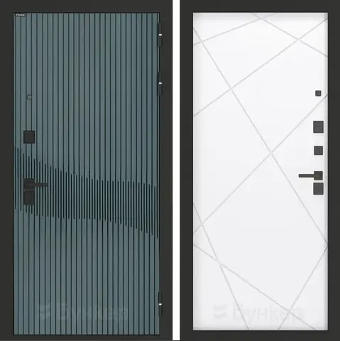 Входная металлическая дверь Бункер BN-13 Веллюто верде / Лучи Белый софт