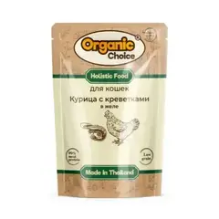 Organic Low Grain пауч для кошек курица с креветками в желе 70 гр