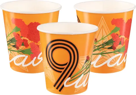 Стаканы (250 мл) 9 Мая, Оранжевый, 6 шт.