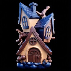 Силиконовый молд № 425 домик Скворечник 2 D ( серия домики для гномов и фей)