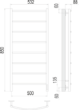 Полотенцесушитель Terminus Классик П8 500х850 электро