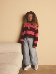 Джемпер с воротником для девочки Next B69-180, Бордовый, Розовый