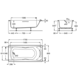 Прямоугольная акриловая ванна Roca BeCool 180x80 с ручками ZRU9302782