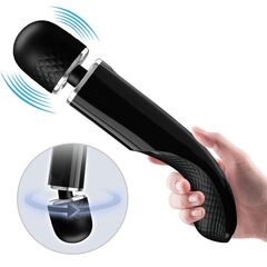 Черный мощный жезловый вибратор с изогнутой ручкой Charming Massager - 24 см. - 