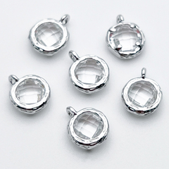 Подвеска Круг, цвет серебро+прозрачный, размер 9*7,5 мм, цена за 1 шт