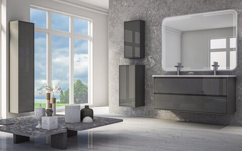 Cezares 41811 GLASS База под раковину с двумя выдвижными ящиками  41811 Antracite, 120x46x55