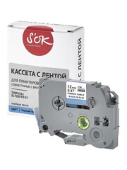 Кассета с лентой S'OK by Sakura Printing TZEFX531 для Brother,  черный на синем, 12мм, 8м , наклейка