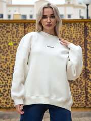 Свитшот женский оверсайз с начесом молочный