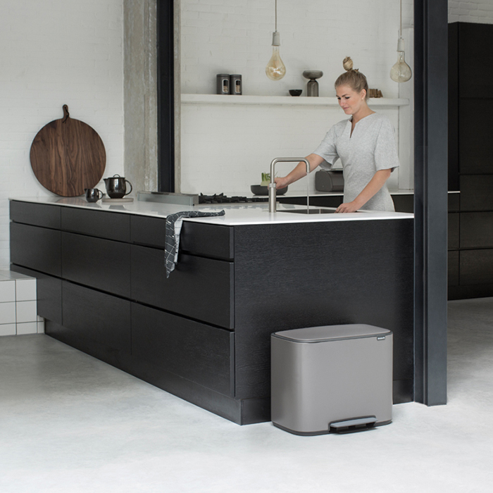 Мусорный бак Bo  (3 x 11 л), Платиновый, арт. 121067 - фото 2