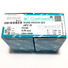 ПОРШЕНЬ 0,5 GAMMA 2 1,6 G4FG CRETA GS, SOLARIS HC, RIO FB TEIKIN 77,5 1,2-1,2-2,0 (+ПАЛЕЦ) (4 ПРОТОЧКИ ПОД КЛАПАНЫ)