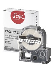 Кассета с лентой S'OK by Sakura Printing K4TBW для Epson , черный на прозрачном, 12мм, 8м