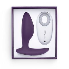 Фиолетовая анальная пробка для ношения Ditto с вибрацией и пультом ДУ - 8,8 см. - 