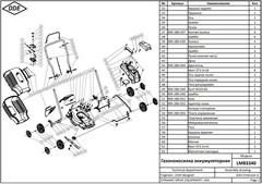 Газонокосилка аккумуляторная DDE BlueTech LMB 3340 (ширина 33 см, высота 25 - 70 мм, сборник, без ЗУ и АКБ)