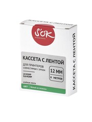 Кассета с лентой S'OK by Sakura Printing K4GWP для Epson , белый на зеленом, 12мм, 8м