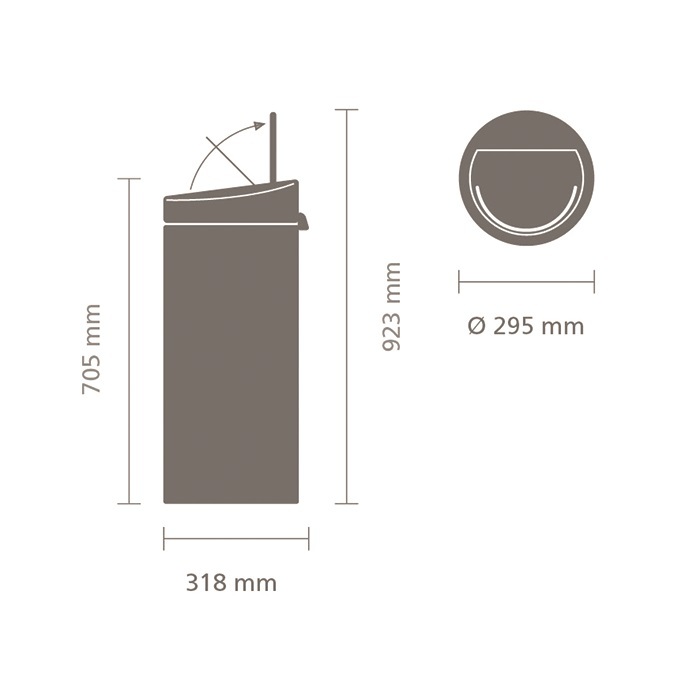 Мусорный бак Touch Bin New (30 л), Черный матовый, арт. 115301 - фото 1