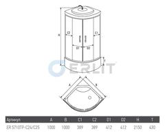 ДУШЕВАЯ КАБИНА ERLIT ER5710TP-C25 100x100x215 ВЫСОКИЙ ПОДДОН