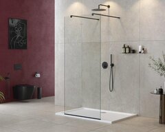 Cezares LIBERTA-L-2-125-120-C-NERO Душевая перегородка с возможностью двустороннего входа, стекло прозрачное, профиль чёрный, 1250x1200x1950 мм фото