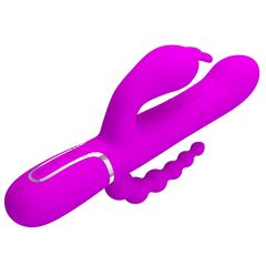Лиловый вибратор для тройной стимуляции Cammy - 22,2 см. - 